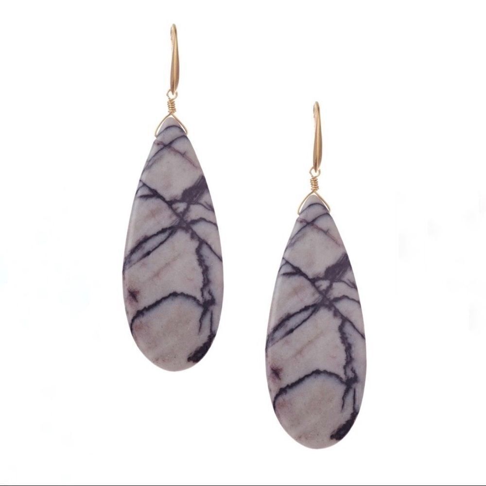 SIGRID large zebra jasper teardrop earrings